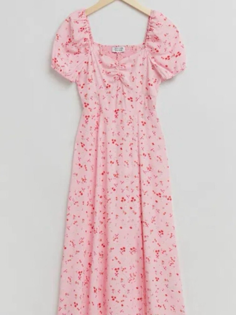 & Other Stories Pink Floral Puff-Sleeve Maxi Dress